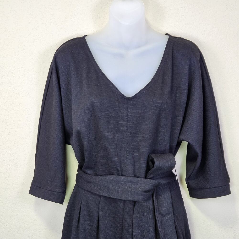 Anthropologie Sutton Jumpsuit MP Black Ponte Belted Pockets Lounge Minimal Crop - Picture 4 of 16